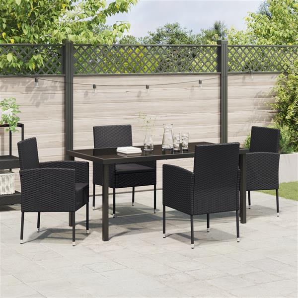 Grote foto vidaxl 5 delige tuinset met kussens zwart poly rattan tuin en terras tuinmeubelen