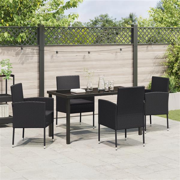 Grote foto vidaxl 5 delige tuinset met kussens zwart poly rattan tuin en terras tuinmeubelen