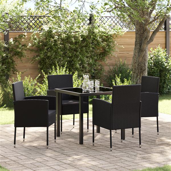 Grote foto vidaxl 5 delige tuinset met kussens zwart poly rattan tuin en terras tuinmeubelen