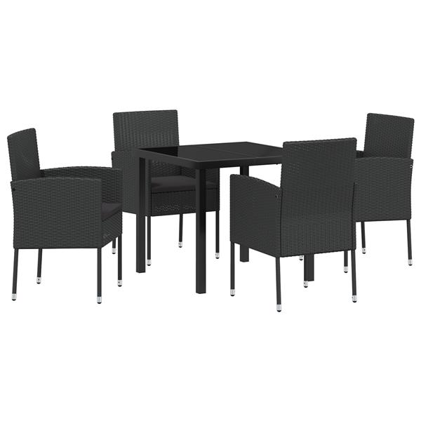 Grote foto vidaxl 5 delige tuinset met kussens zwart poly rattan tuin en terras tuinmeubelen