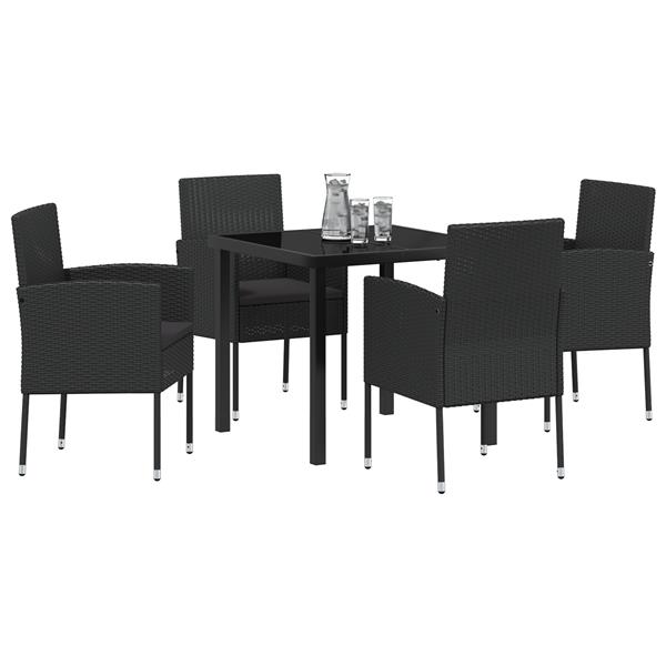 Grote foto vidaxl 5 delige tuinset met kussens zwart poly rattan tuin en terras tuinmeubelen