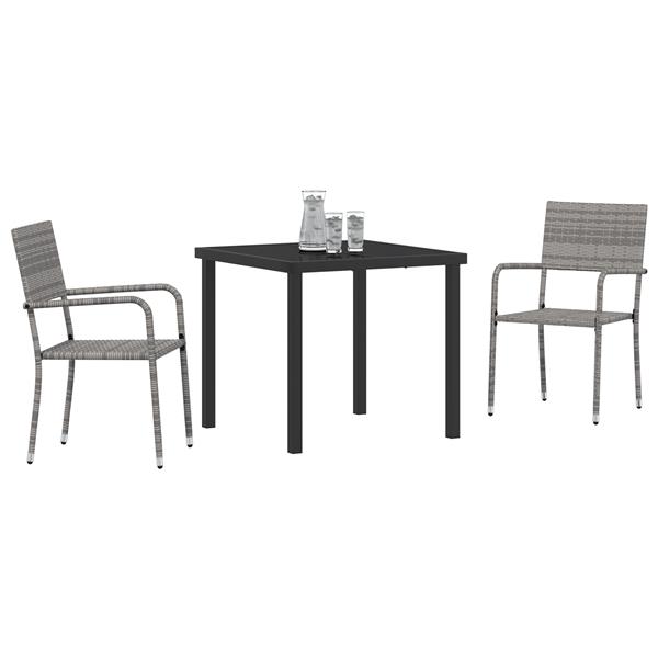 Grote foto vidaxl 3 delige tuin eetset grijs poly rattan tuin en terras tuinmeubelen