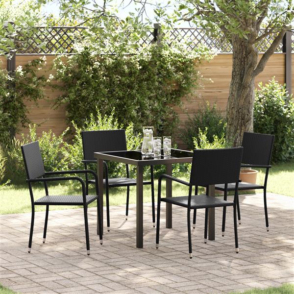 Grote foto vidaxl 5 delige tuinset zwart poly rattan tuin en terras tuinmeubelen