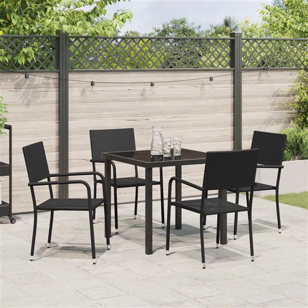 Grote foto vidaxl 5 delige tuinset zwart poly rattan tuin en terras tuinmeubelen