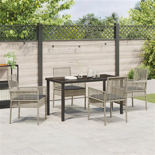 Grote foto vidaxl 5 delige tuinset met kussens in lichtgrijs poly rattan tuin en terras tuinmeubelen