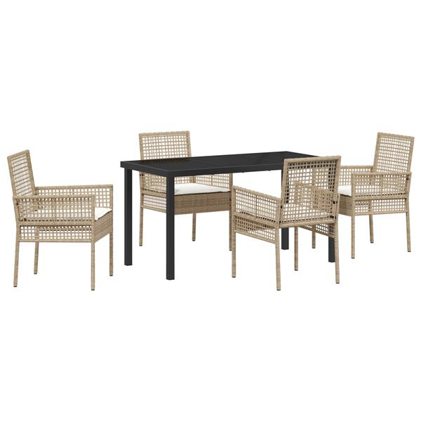 Grote foto vidaxl 5 delige tuinset met kussens in beige poly rattan tuin en terras tuinmeubelen