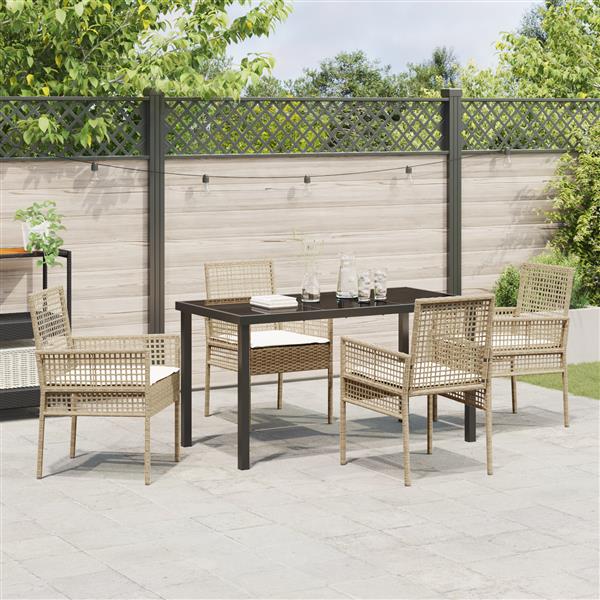 Grote foto vidaxl 5 delige tuinset met kussens in beige poly rattan tuin en terras tuinmeubelen