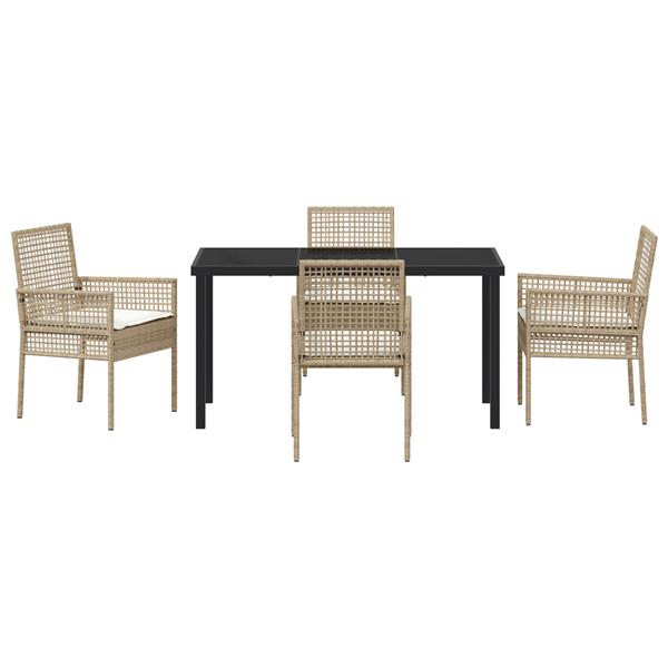 Grote foto vidaxl 5 delige tuinset met kussens in beige poly rattan tuin en terras tuinmeubelen