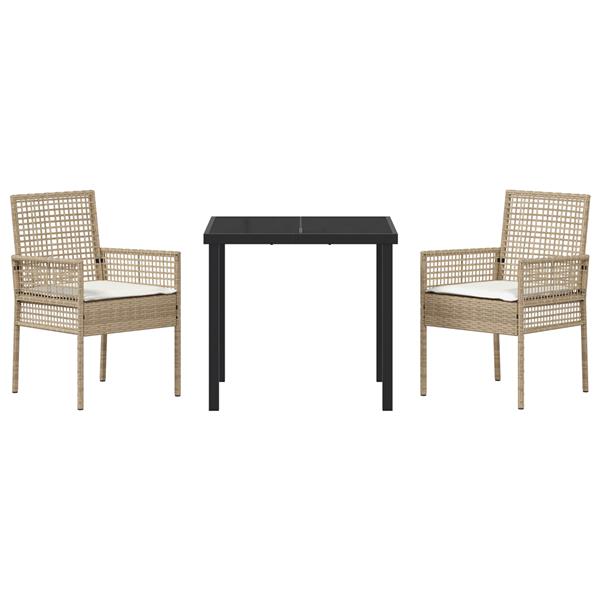 Grote foto vidaxl 3 delige tuinset met kussens in beige poly rattan tuin en terras tuinmeubelen