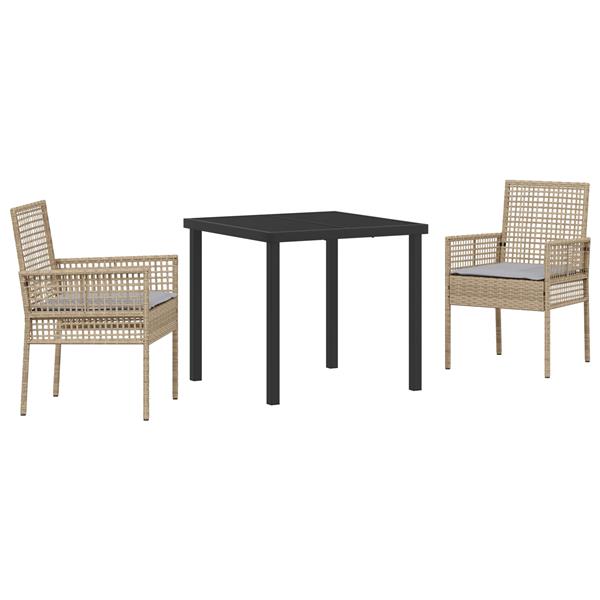 Grote foto vidaxl 3 delige tuinset met kussens beige poly rattan tuin en terras tuinmeubelen