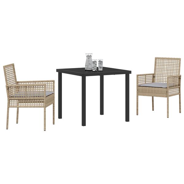 Grote foto vidaxl 3 delige tuinset met kussens beige poly rattan tuin en terras tuinmeubelen