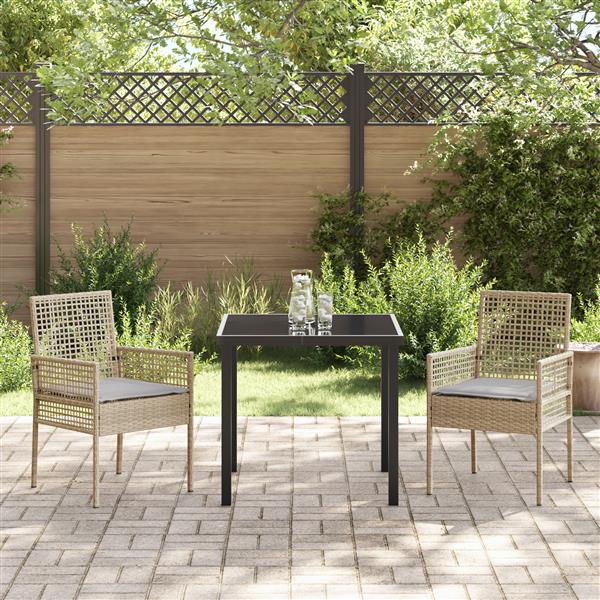 Grote foto vidaxl 3 delige tuinset met kussens beige poly rattan tuin en terras tuinmeubelen