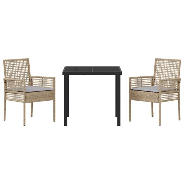 Grote foto vidaxl 3 delige tuinset met kussens beige poly rattan tuin en terras tuinmeubelen