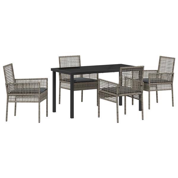 Grote foto vidaxl 5 delige tuinset met kussens in grijs poly rattan tuin en terras tuinmeubelen