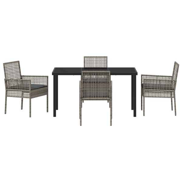 Grote foto vidaxl 5 delige tuinset met kussens in grijs poly rattan tuin en terras tuinmeubelen