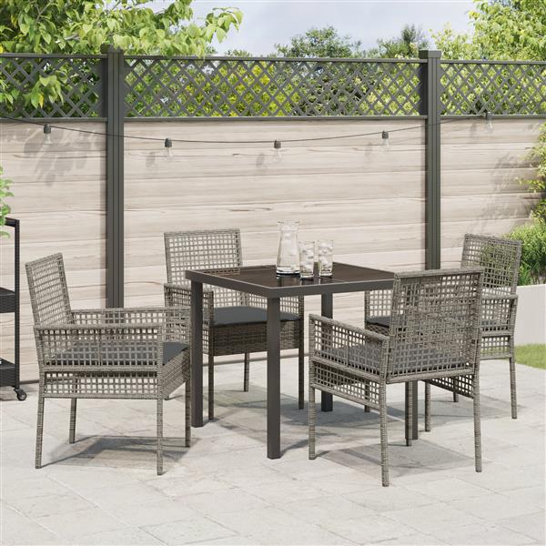 Grote foto vidaxl 5 delige tuinset met kussens in grijs poly riet tuin en terras tuinmeubelen