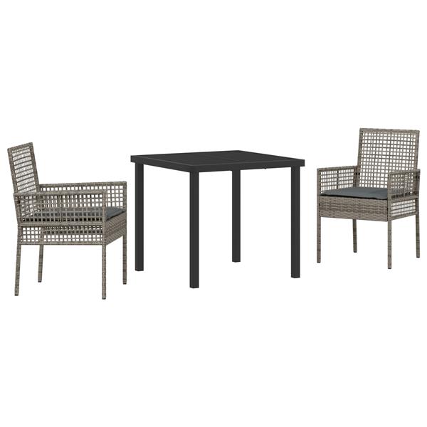 Grote foto vidaxl 3 delige tuinset met kussens in grijs poly rattan tuin en terras tuinmeubelen