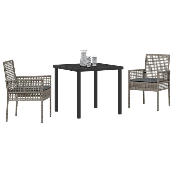 Grote foto vidaxl 3 delige tuinset met kussens in grijs poly rattan tuin en terras tuinmeubelen