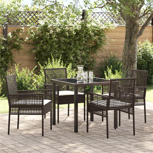 Grote foto vidaxl 5 delige tuinset met kussens bruin poly rattan tuin en terras tuinmeubelen