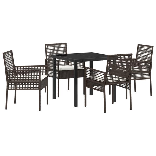 Grote foto vidaxl 5 delige tuinset met kussens bruin poly rattan tuin en terras tuinmeubelen