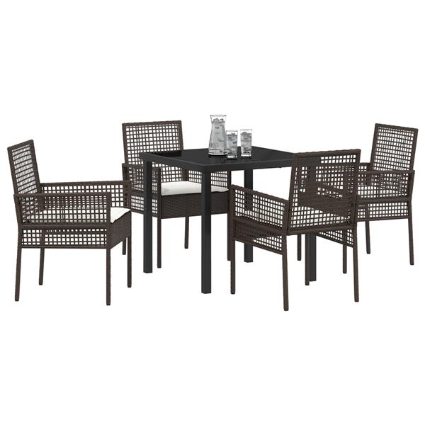 Grote foto vidaxl 5 delige tuinset met kussens bruin poly rattan tuin en terras tuinmeubelen