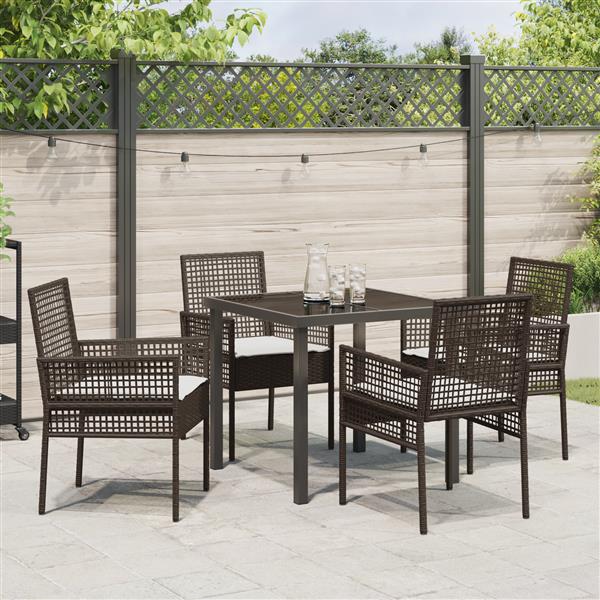 Grote foto vidaxl 5 delige tuinset met kussens bruin poly rattan tuin en terras tuinmeubelen