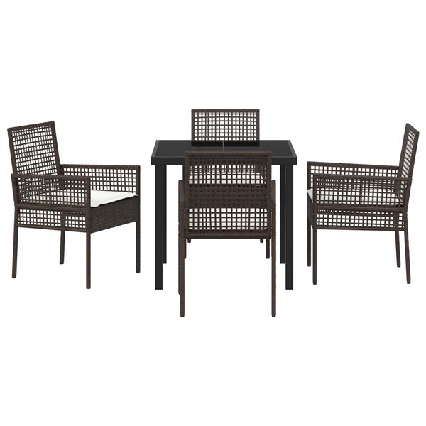 Grote foto vidaxl 5 delige tuinset met kussens bruin poly rattan tuin en terras tuinmeubelen