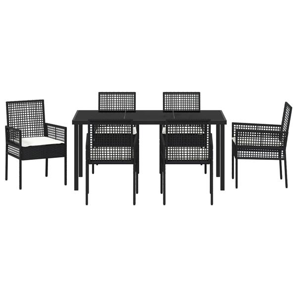 Grote foto vidaxl 7 delige tuinset met kussens in zwart poly rattan tuin en terras tuinmeubelen