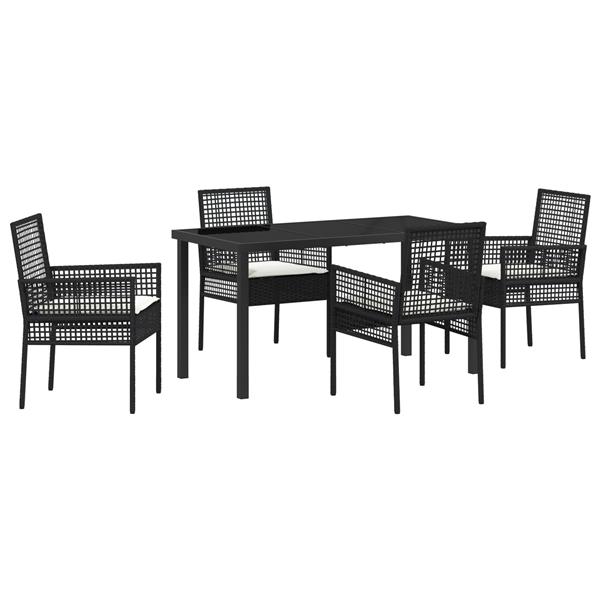 Grote foto vidaxl 5 delige tuinset met kussens in zwart poly rattan tuin en terras tuinmeubelen