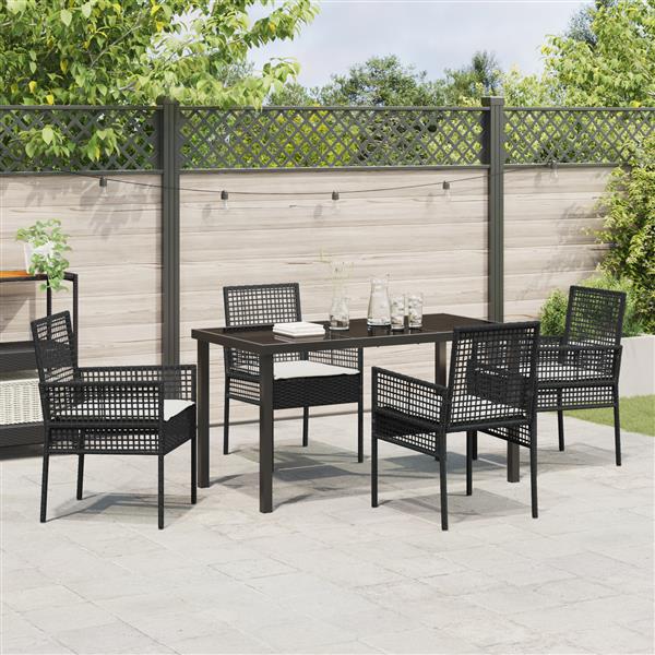 Grote foto vidaxl 5 delige tuinset met kussens in zwart poly rattan tuin en terras tuinmeubelen