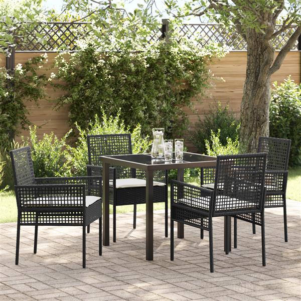 Grote foto vidaxl 5 delige tuinset met kussens zwart poly rattan tuin en terras tuinmeubelen