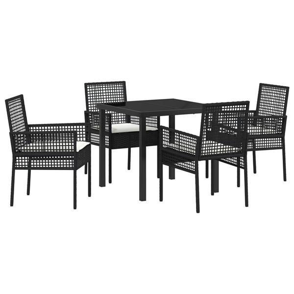 Grote foto vidaxl 5 delige tuinset met kussens zwart poly rattan tuin en terras tuinmeubelen