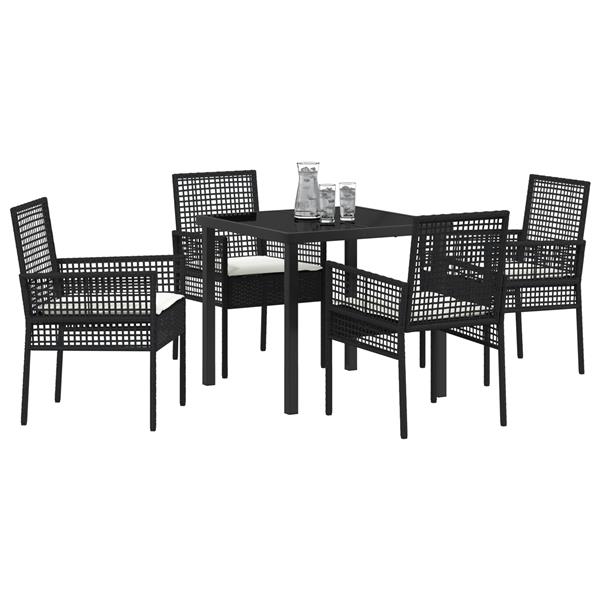 Grote foto vidaxl 5 delige tuinset met kussens zwart poly rattan tuin en terras tuinmeubelen