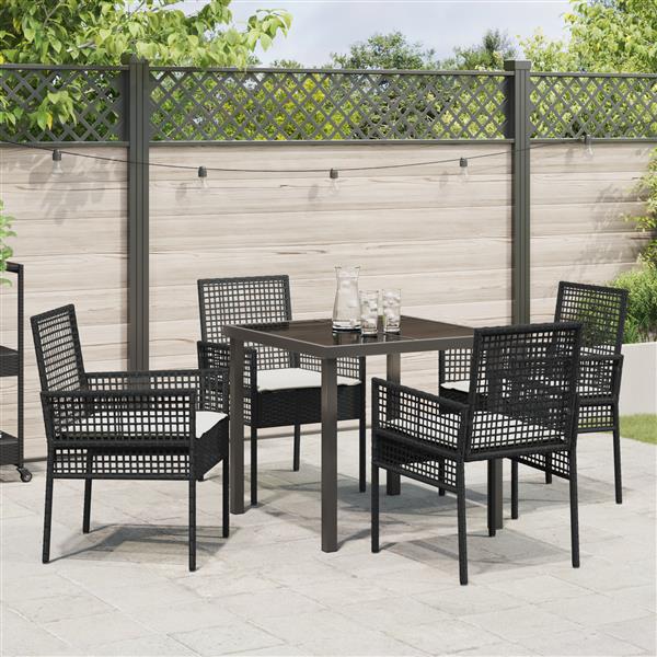 Grote foto vidaxl 5 delige tuinset met kussens zwart poly rattan tuin en terras tuinmeubelen