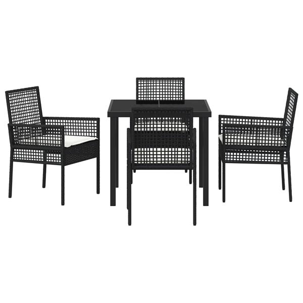 Grote foto vidaxl 5 delige tuinset met kussens zwart poly rattan tuin en terras tuinmeubelen