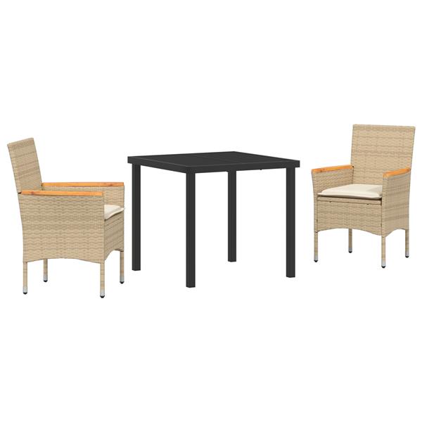 Grote foto vidaxl 3 delige tuinset met kussens in beige poly rattan tuin en terras tuinmeubelen