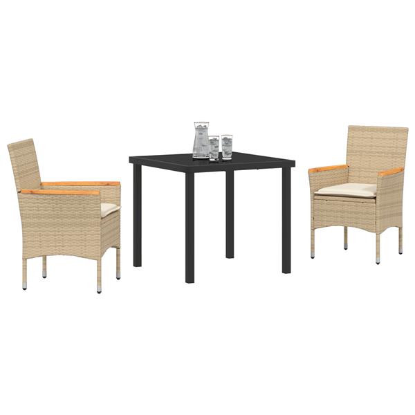 Grote foto vidaxl 3 delige tuinset met kussens in beige poly rattan tuin en terras tuinmeubelen