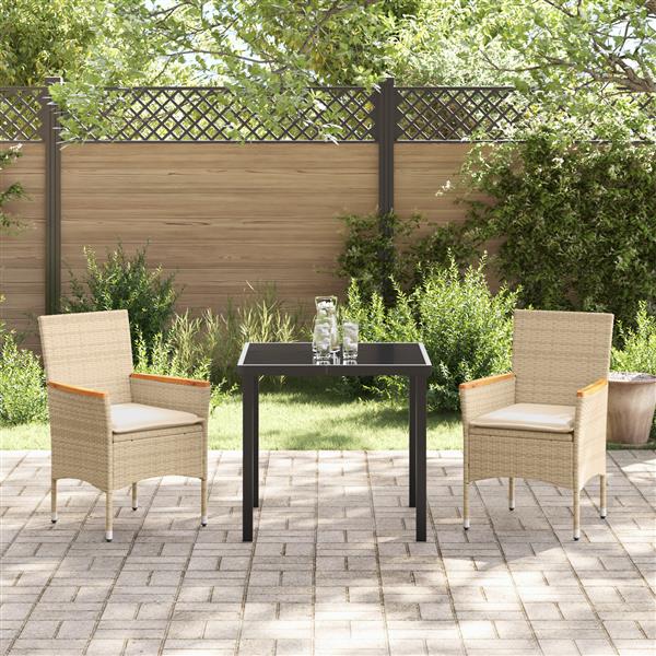 Grote foto vidaxl 3 delige tuinset met kussens in beige poly rattan tuin en terras tuinmeubelen