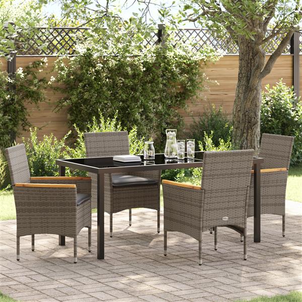 Grote foto vidaxl 5 delige tuinset met kussens grijs poly rattan tuin en terras tuinmeubelen