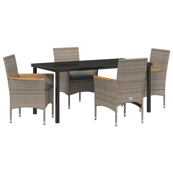 Grote foto vidaxl 5 delige tuinset met kussens grijs poly rattan tuin en terras tuinmeubelen