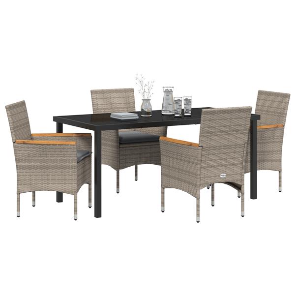 Grote foto vidaxl 5 delige tuinset met kussens grijs poly rattan tuin en terras tuinmeubelen