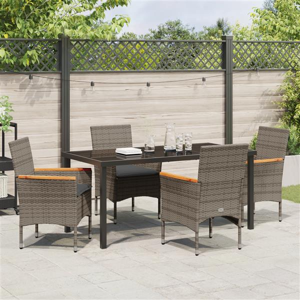 Grote foto vidaxl 5 delige tuinset met kussens grijs poly rattan tuin en terras tuinmeubelen