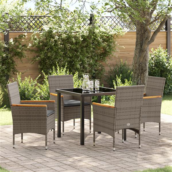 Grote foto vidaxl 5 delige tuinset met kussens grijs poly rattan tuin en terras tuinmeubelen