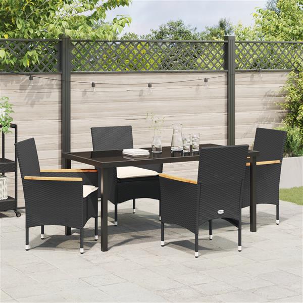 Grote foto vidaxl 5 delige tuinset met kussens zwart poly rattan tuin en terras tuinmeubelen