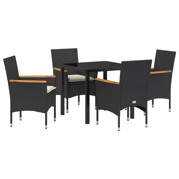 Grote foto vidaxl 5 delige tuinset met kussens van zwart poly rattan tuin en terras tuinmeubelen