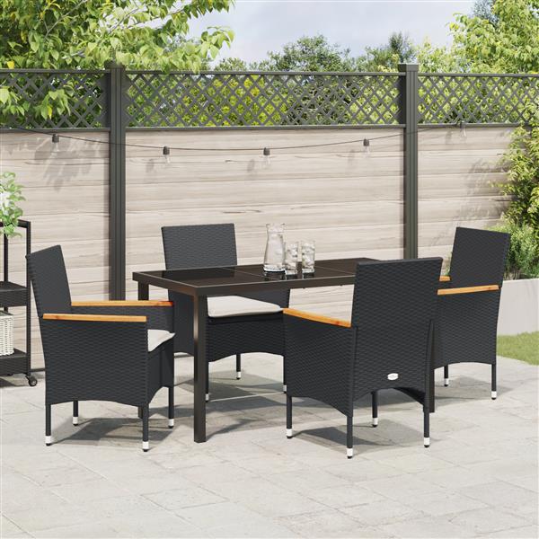 Grote foto vidaxl 5 delige tuinset met kussens van zwart poly rattan tuin en terras tuinmeubelen
