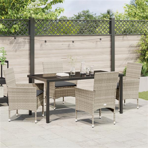 Grote foto vidaxl 5 delige tuin eetset met kussens lichtgrijs poly rattan tuin en terras tuinmeubelen