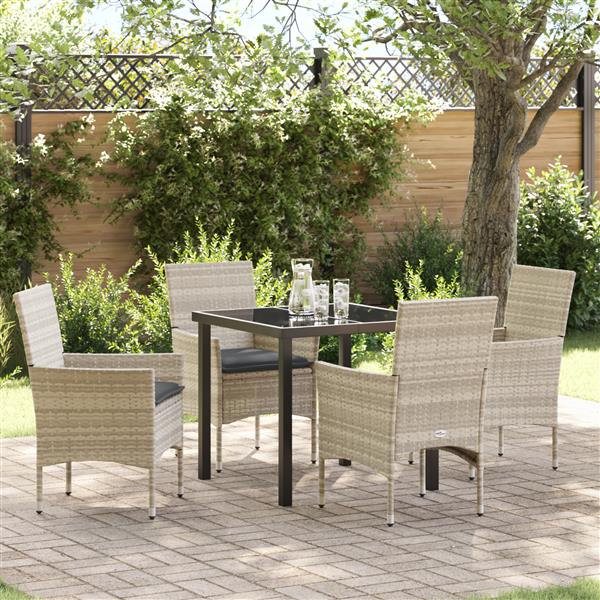 Grote foto vidaxl 5 delige tuinset met kussens lichtgrijs poly rattan tuin en terras tuinmeubelen