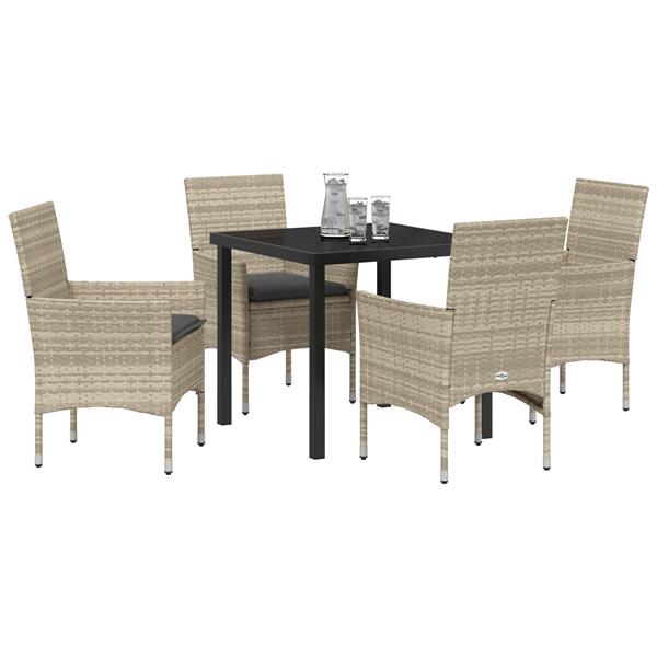 Grote foto vidaxl 5 delige tuinset met kussens lichtgrijs poly rattan tuin en terras tuinmeubelen
