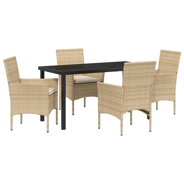 Grote foto vidaxl 5 delige tuinset met kussens beige poly rattan tuin en terras tuinmeubelen